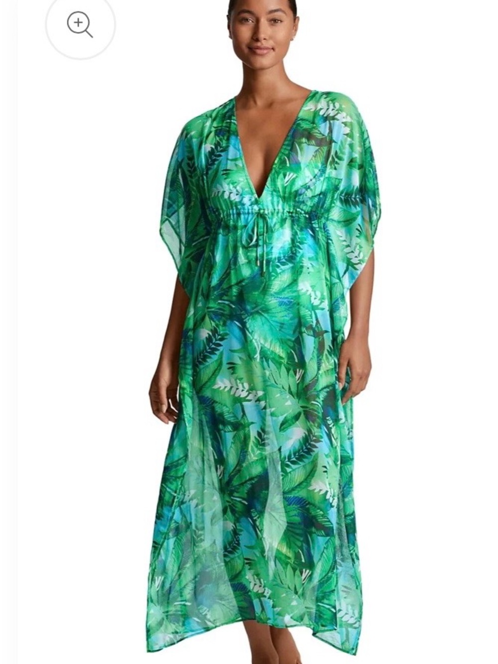 Lauren Ralph Lauren small Green Tropical Print V-Neck Women's Swim Cover-Up